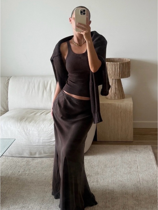 DISSH Dresses & Skirts - DISSH Colette Bitter Choc Silk Maxi Skirt